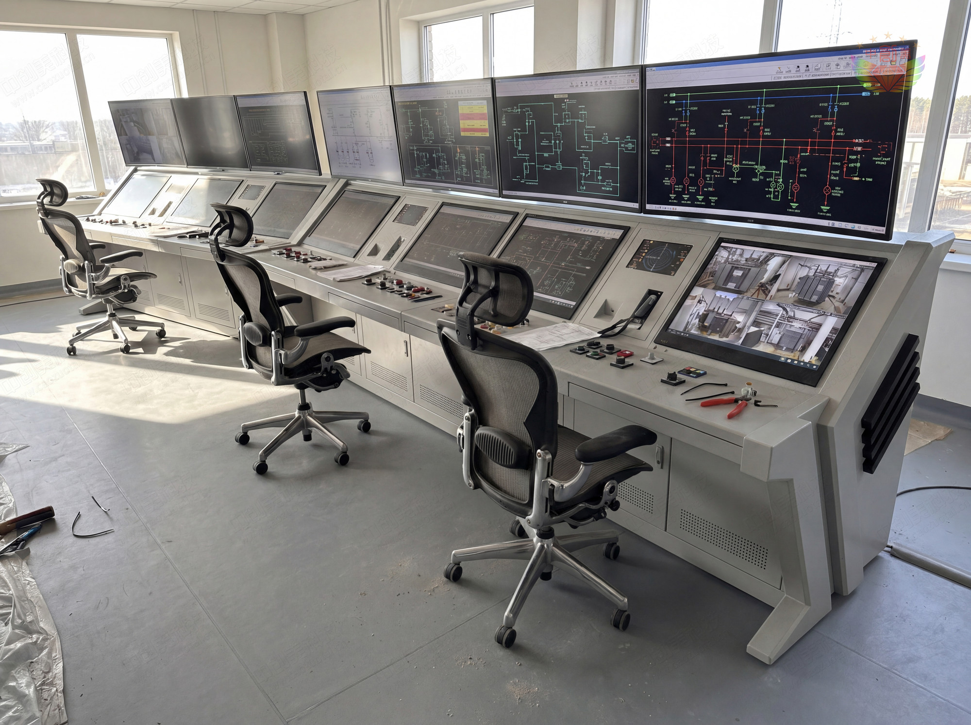 電廠調(diào)度室琴式多媒體操作臺圖片