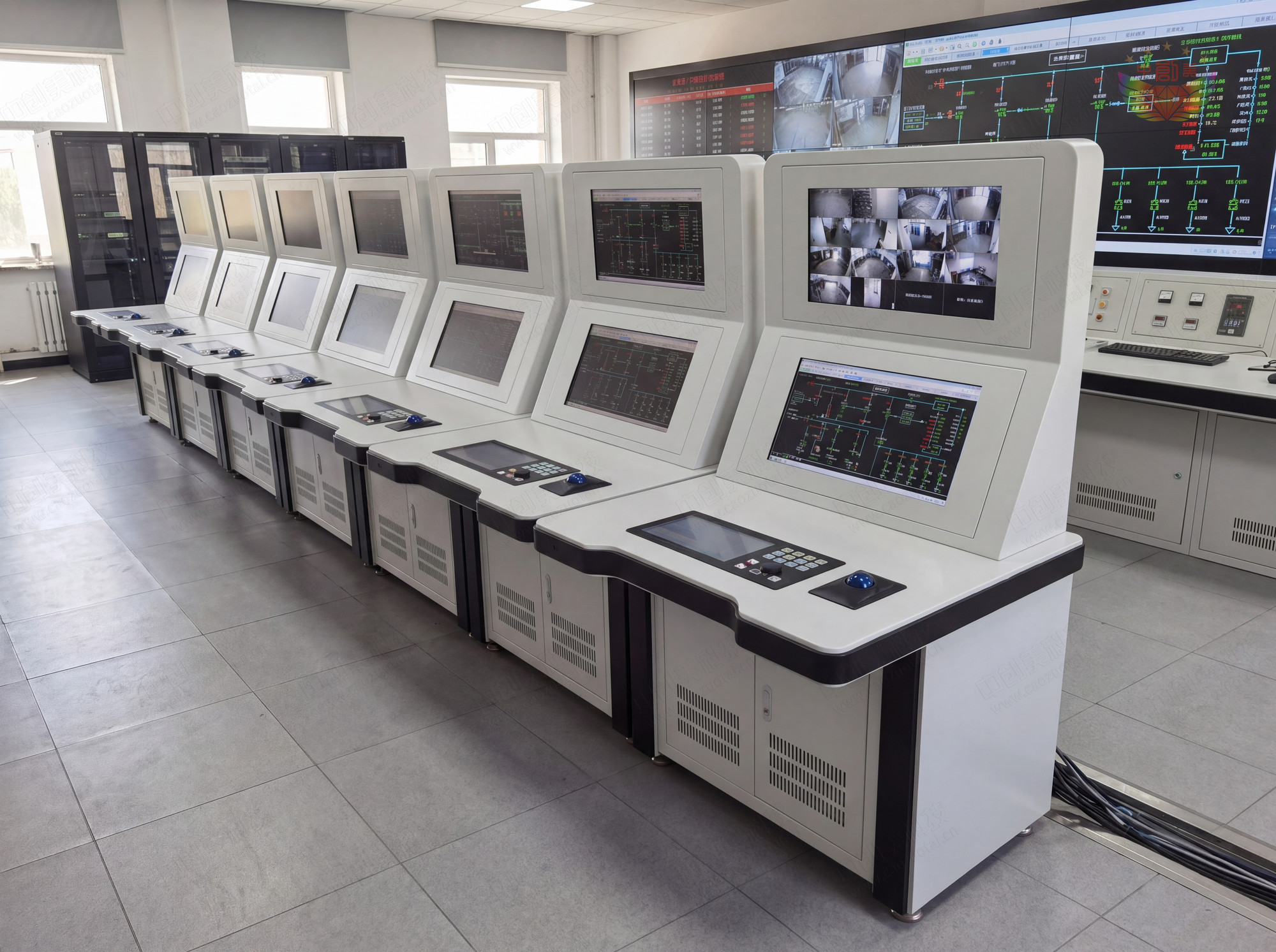 電廠中控室雙層斜面操作臺(tái)圖片